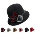 thumbnail image 1 of Vintage Cloche Bucket Bowler Hat Women Church Wedding Fascinator Dress Hat Winter Fedora, Black, 1 of 5