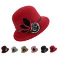 thumbnail image 1 of Vintage Cloche Bucket Bowler Hat Women Church Wedding Fascinator Dress Hat Winter Fedora, Red, 1 of 5