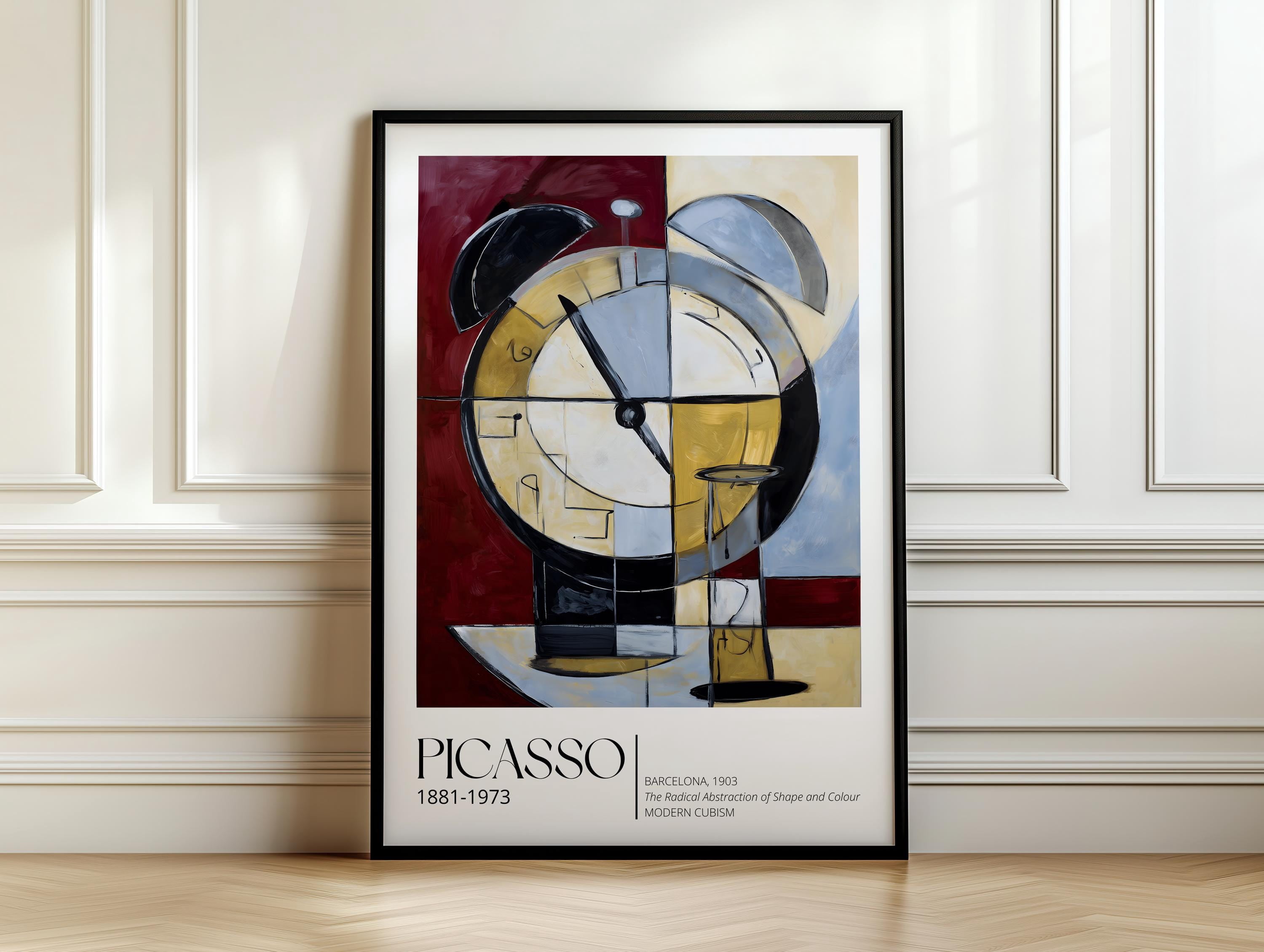 Vintage Clock Cubist Still Life Art Study Statement Geometric Clock Art ...