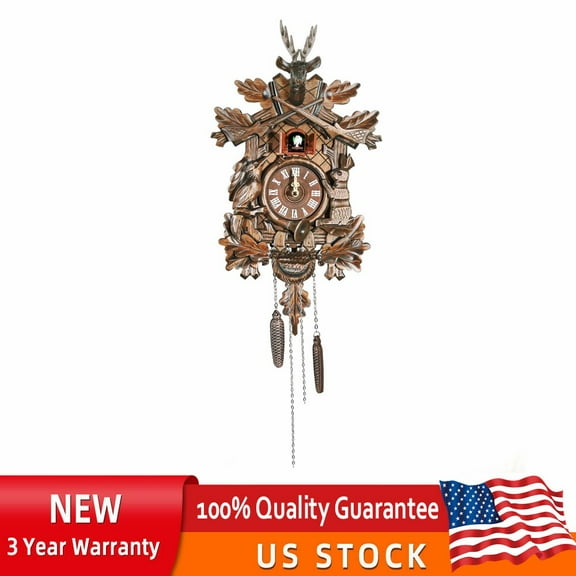 Vintage Clock German Black Forest Wooden Hunter Cuckoo Clock