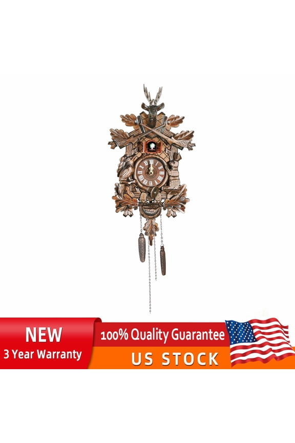 Vintage Clock German Black Forest Wooden Hunter Cuckoo Clock