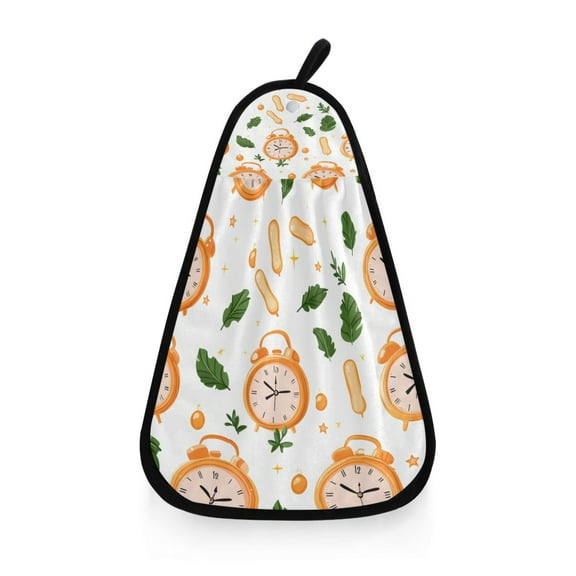 Vintage Clock and Leaves Hanging Towel Hand Towel 16.53x12.20in Quick-Drying for Kitchen and Bathroom Use