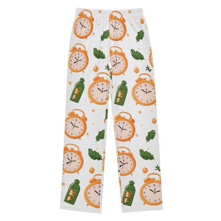 Vintage Clock and Leaves Pajama Pants Soft Lightweight Lounge Pants Bottoms Sleep Pants Warm Comfy