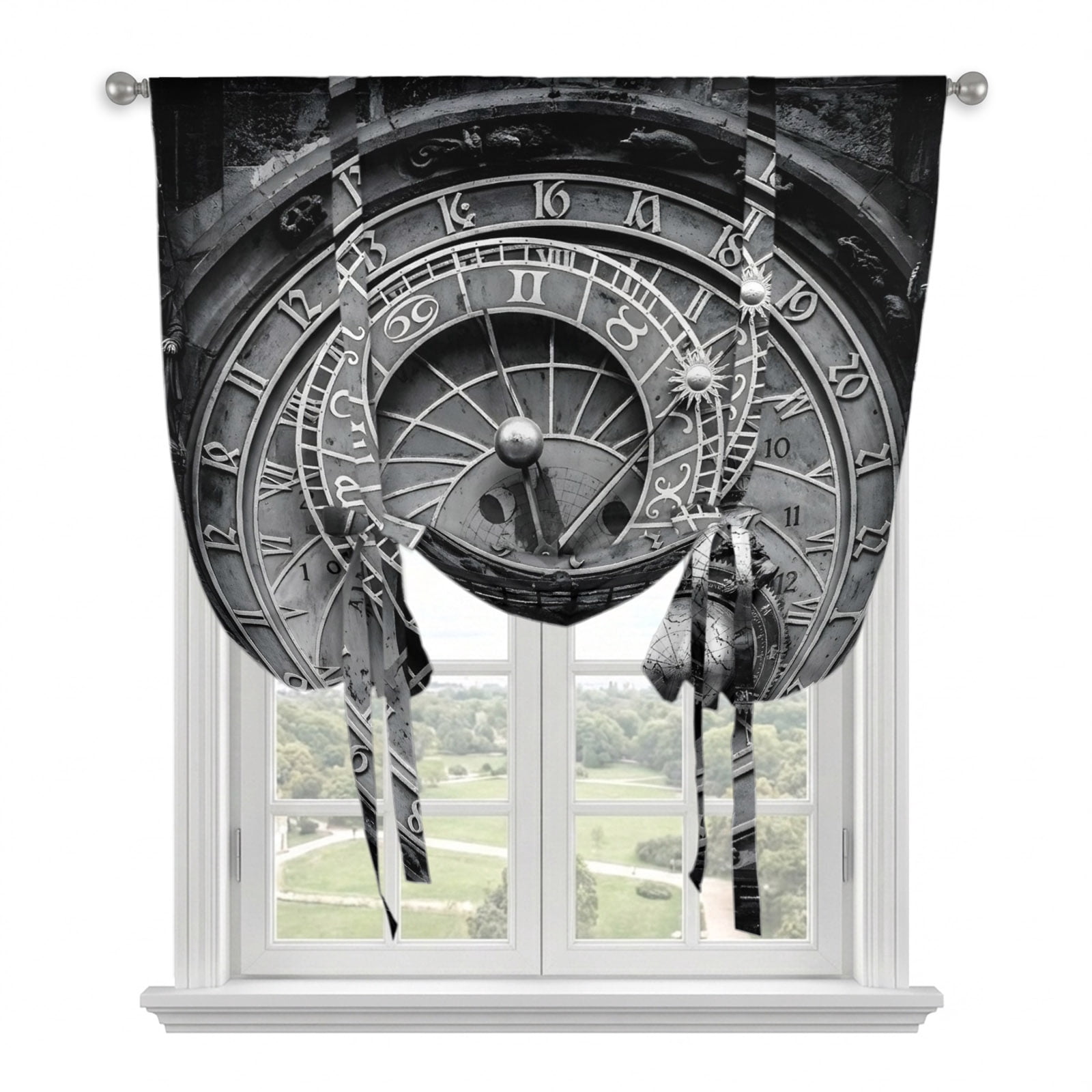 Abstract Clock Automotive Vintage Clocks Tie Up Curtains for Window, Thermal Insulated Balloon ...