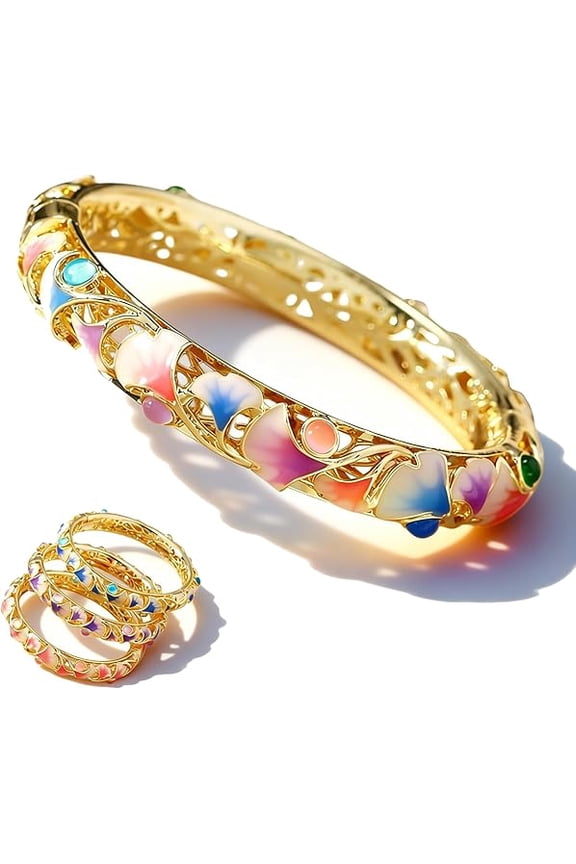 Vintage Cloisonne Cuff Bracelet for Women - Handcrafted Enamel Floral Hinged Bangle, Ethnic Spring Inspired Jewelry Gift(XX)