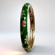Vintage Cloisonne Floral Bangle Chinese Palace Style Enamel Bracelet Traditional Handmade Jewelry Gift for Women Cultural Wear