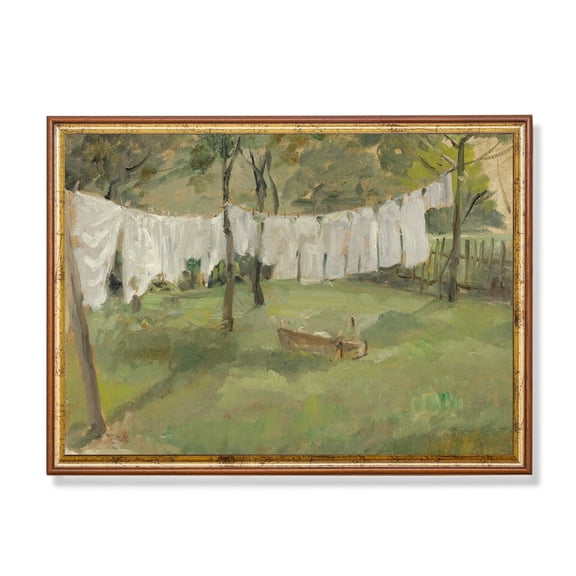 Vintage Clothesline Poster Rustic Farmhouse Laundry Room Art Unframed Paper Print