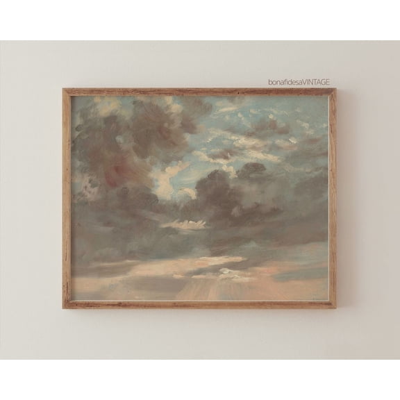 Vintage Cloud Antique Sky Art Print Wall Art Poster, 8x12 UNFRAMED