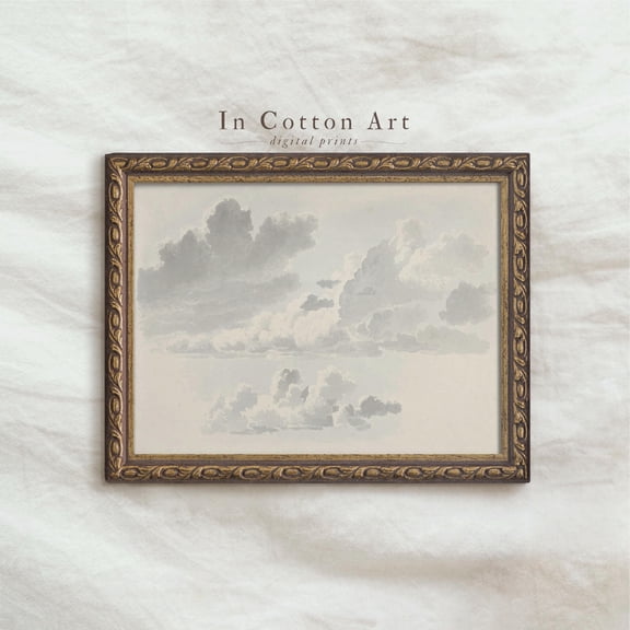 Vintage Cloud , Cloud Study , Minimalist Cloud , Neutral Calming Wall Art, Cloudy Sky , Antique Clouds Print UNFRAMED Poster, Wall Art for Decor, Present, 8x12