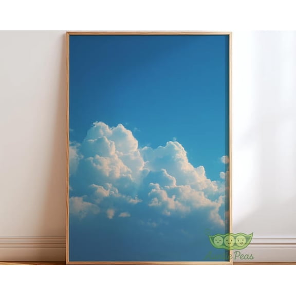 Vintage Cloud Dreamy Blue Sky Wall Art Print, Unframed Paper Poster 8x10in
