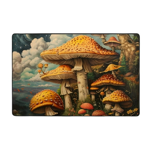 Vintage Cloud Mushroom Shaggy Area Rug, Rugs for Living Room Bedroom Non Slip Door Mat Indoor Carpet Machine Washable Nursery Home Decor Floor Mats for Entryway 60x39in-#