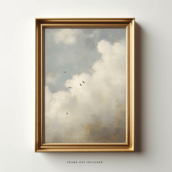 Vintage Cloud Painting Poster, Atmospheric Wall Art, Poster Only, Poster Home Decor, Poster Only