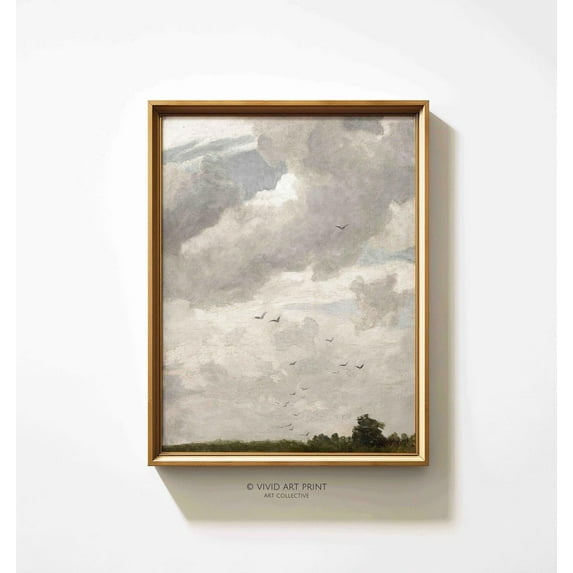 Vintage Cloudscape Wall Art, Romantic Sky And Birds Study Home Decor, Vivid Art Print Hg-550 Wall Art, Modern Wall Decor, 8x12 UNFRAMED