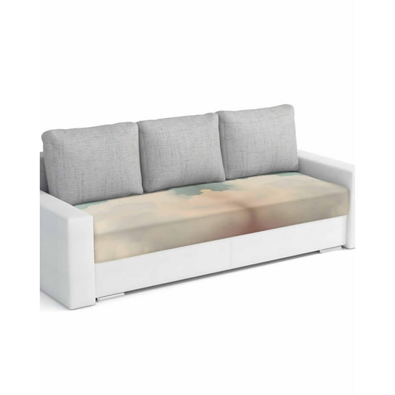 Vintage Cloudy Sky Sofa Couch Cushion Covers Washable, Removable Stretchable Sectional Couch Covers, Retro Rustic Clouds Scenery Slipcovers for L & T Shape Sofa Furniture Protector L Size 1 pc