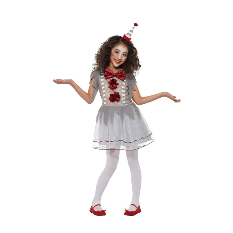 Vintage Clown Girl Costume Child Grey Red Vintage Clown Girl Costume Child Grey Red