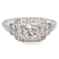 thumbnail image 1 of Vintage Cluster Engagement Ring, 1.6 CT Round Brilliant Cut Simulated Diamond, Art Deco Style Wedding Ring, 14K White Gold Plated, Daily Wear Ring, Anniversary Gifts For Her, 1 of 5