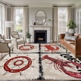 thumbnail image 1 of Vintage Coastal Area Rugs 8'x10', Washable Small Throw Rugs for Living Room Patio, Nautical Crab Lobster Anchor Retro Art Indoor Outdoor Rug Non-Slip Low Pile Carpet Runner Reversible Floor Mats, 1 of 8