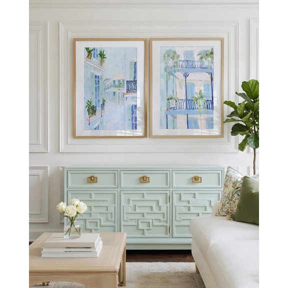 Vintage Coastal New Orleans French Quarter Street Southern Grandmillennial Coquette Set 2 Unframed Paper Print