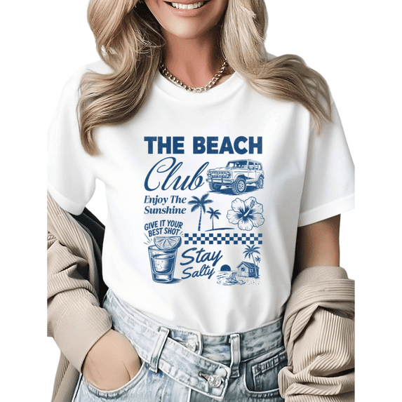 Vintage Coastal Seashells Starfish Graphic Tees Womans T-shirt Shirts Black White S-5XL Tops