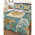 thumbnail image 1 of Vintage Coastal Twin Size Down Alternative Comforter, Lightweight Comforter Quilt Bedding Set with Pillow Shams Summer Beach Sea Turtle Shell Starfish All Seasons Bed Comforter Duvet Insert 68"x86", 1 of 7