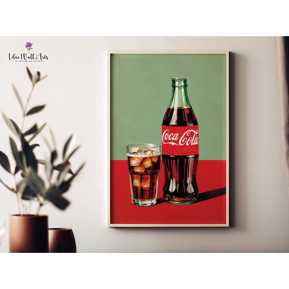 Vintage Coca Cola Poster: Retro Kitchen Print, 1950s wall decor, Restaurant Wall Art 8x12 UNFRAMED