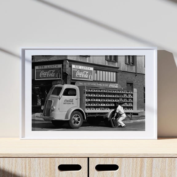 Vintage Coca Cola Restaurant Wall Art Print, Black And White Retro Kitchen Photography