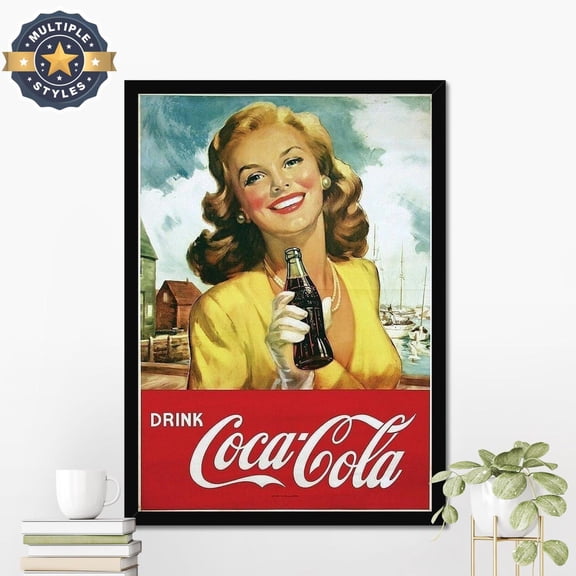 Vintage Coca Cola, Retro Kitchen Print, Classic Wall Decor, Restaurant Wall Art, Coca Cola Ad, Drink Art Print, Vintage Ad S #1853, Unframed Canvas Size 8x12