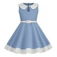 thumbnail image 1 of Vintage Cocktail Dresses for Women with Belt Size 3-8 Toddlers Kids Elegant A-Line Sleeveless Doll-Collar Graduation Party Prom Dress, 1 of 5