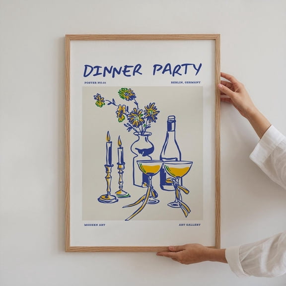 Vintage Cocktail Poster: Retro Dinner Party Art, Unframed Poster Size 16x24 F03.1.19l661