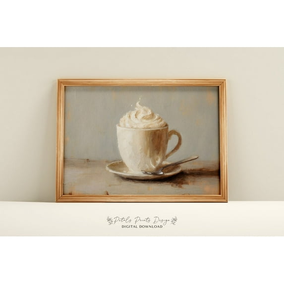 Vintage Cocoa Winter Art Print, Rustic Still Life Home Decor #1897, Stretched Canvas Size 16x24