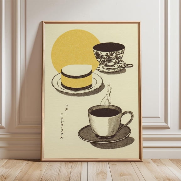 Vintage Coffee And Cake Japanese Cafe Poster UNFRAMED PAPER POSTER, Home Decor