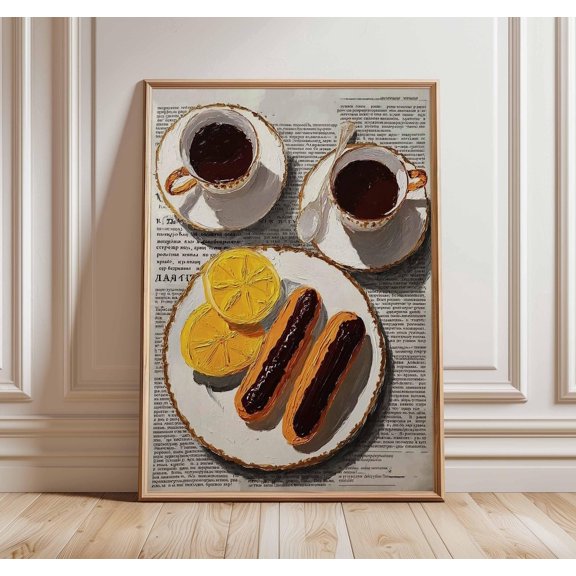 Vintage Coffee And Pastries Rustic Kitchen Cafe Wall Art Print, Curated Kitchen And Dining Theme For Kitchen, Dining And Home Decor