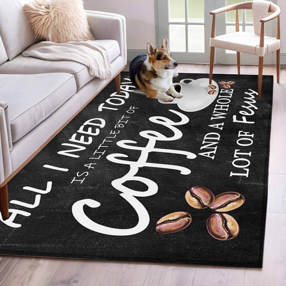 Vintage Coffee Area Rug 4x6 Washable Rug Non Slip Farmhouse Coffee Beans Cup Country Large Area Rug Indoor Floor Carpet for Entryway Bedroom Kitchen Living Room Home Office Dining Room Nursery