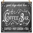thumbnail image 1 of Vintage Coffee Bar Sign Hot Cocoa Sign Tea Bar Home Coffee Corner Decor Kitchen Coffee Bar Wall Decor Coffee Signs Wood Sign Wooden Wall Decor 5 * 5 inch, 1 of 5