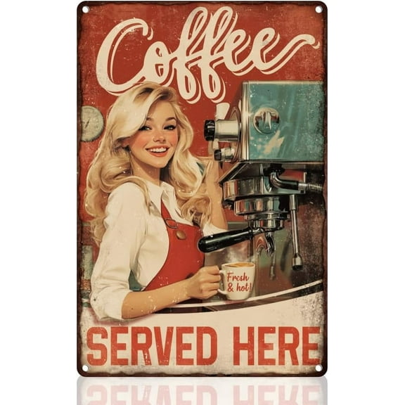Vintage Coffee Bar Signs - 6x8 Inch Tin Signage with "COFFEE BAR - NICE DAYS START HERE" - Metal Signs Vintage Wall Decor for Kitchen Coffee Corner Station Office, or Café Décor Gift