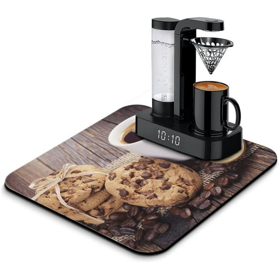 Vintage Coffee Cup Cookie Photography Kitchen Mat Dry Coffee Mats Decoration Coffee Drying Pad Diatom Mud Absorbs Water Dish Drying Mat 18" X 24"/16" X 18"