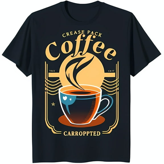 Vintage Coffee Cup Graphic on Blue T-Shirt Bold 'CREASE ' Design