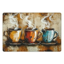 Vintage Coffee Cups Metal Wall Art, Visual Effect Iron Wall Decor Sign - Rustic Metal Tin Sign Poster for Kitchen, Cafe, Farmhouse, Home, Bar,Gift Idea, 1 Piece (8x12inch)