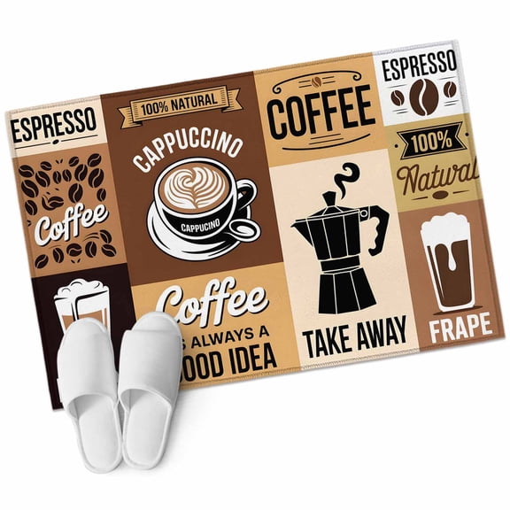 Vintage Coffee Large Area Rugs for Bedroom Living Room, Soft Non Slip Carpet Bedside Rug, Retro Art Farmhouse Coffee Beans Rectangular Floor Cover Kitchen Accent Rug 2'x3' for Dining Room/Office