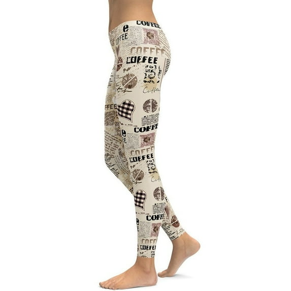 Vintage Coffee Leggings Size: XS for Women | FIERCEPULSE