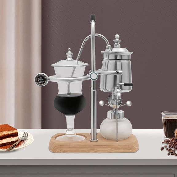 Vintage Coffee Machine Kits 400ml Silver Siphon Coffee Maker Belgian Coffee Pot Used To Extract Coffee And Brew Tea.