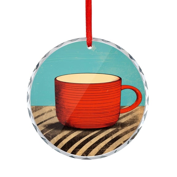 Vintage Coffee Mug Ornament Coffee Shop Hot Coffee Christmas Ornament Round Glass Holiday Decor And Xmas Gifts Ideas