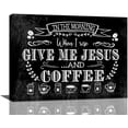 thumbnail image 1 of Vintage Coffee Painting, Wall Art for Kitchen, Bathroom, Bedroom - 16x12in Canvas Print, Black and White Wall Decor, Rustic Cafe Sign, Ready to Hang, Fade Resistant, Waterproof, 1 of 5