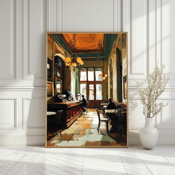 Vintage Coffee Shop Poster: Cozy Cafe Interior, European Ambiance, Size 8x12 UNFFRAMED F03.1.7l2067