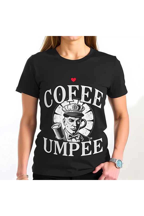 Vintage Coffee T-Shirt - Retro Graphic Design with 'COFFEE UMPEE' & Heart - Casual Fit for Coffee Lovers
