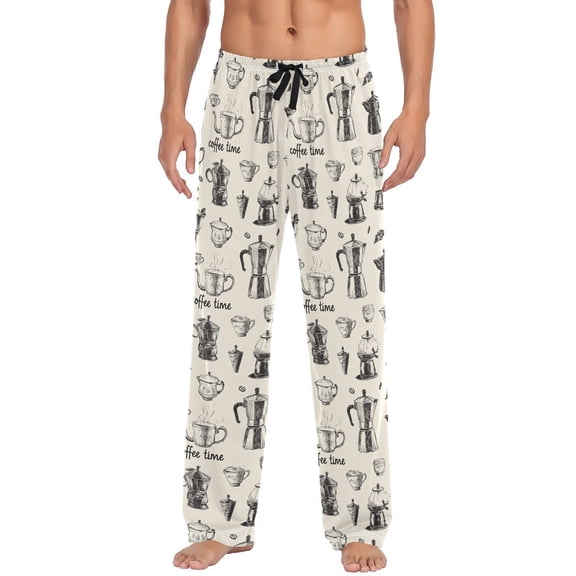 Vintage Coffee Time Men's Pajama Pants with Pocket Lounge Pants Pajama Sleep Pant Pj Comfortable