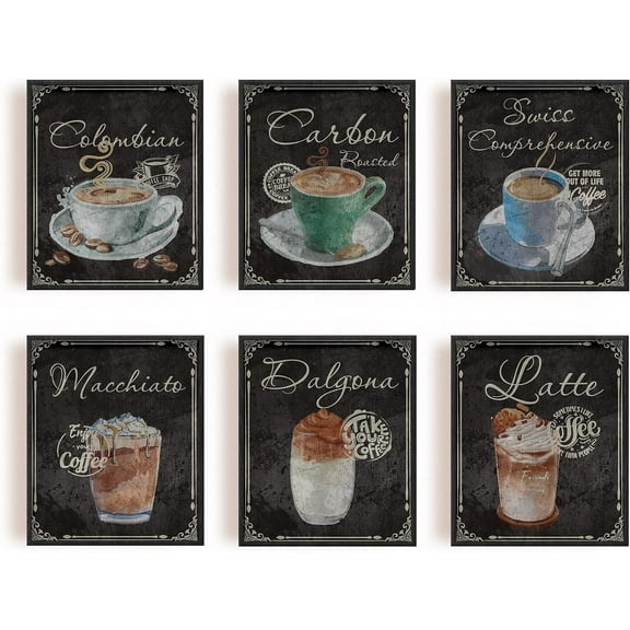 Vintage Coffee Wall Art Kitchen Decor Pictures for Retro Coffee Bar Dining Room Wall Decor