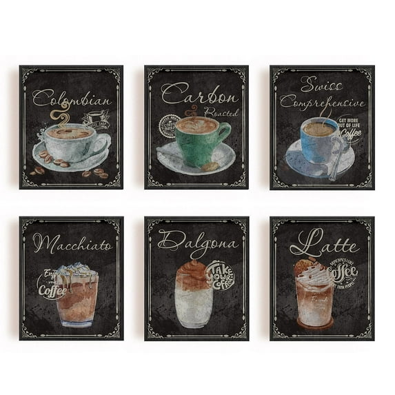 Vintage Coffee Wall Art Kitchen Decor Pictures for Retro Coffee Bar Dining Room Wall Decor
