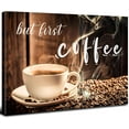 thumbnail image 1 of Vintage Coffee Wall Art Kitchen Wall Decor Rustic But First Coffee Sign Canvas Prints Cup Bean Pictures for Dining Room Family Cafe Bar Painting Modern Artwork Shop Restaurant Home Decorations 12x16", 1 of 5