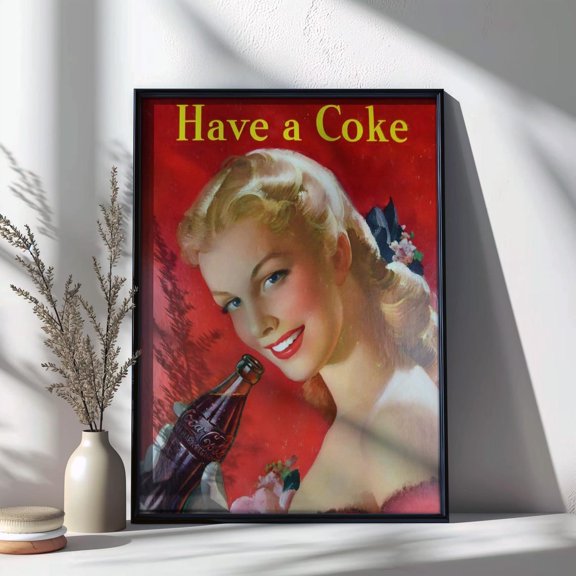 Vintage Cola Advertisement Retro Kitchen Diner Style Wall Art, Unframed Paper Poster 8x10in